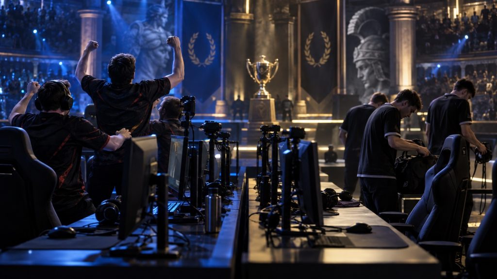 Illustrative tournament stations after a close series, not actual event footage