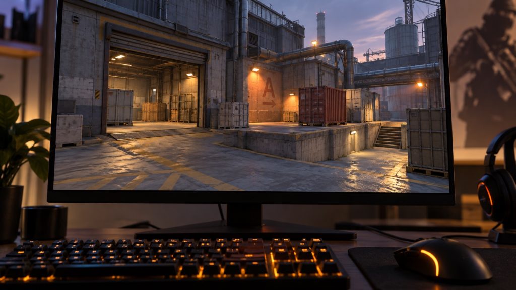 Illustrative Cache-style Counter-Strike map; not actual match footage.